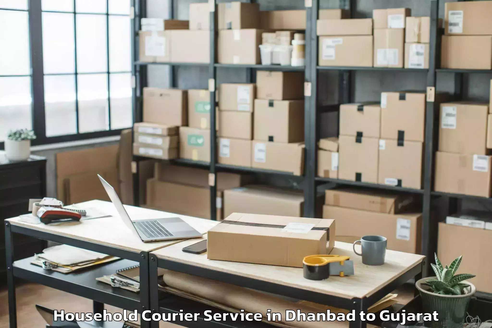 Hassle-Free Dhanbad to Bhanvad Household Courier